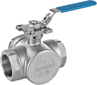 3 Way 316 Stainless Steel Ball Valve Direct Mount #3L66RT-DM