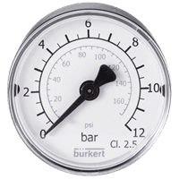 Burkert Bourdon Tube Pressure Gauge, TAU001