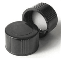 Chromatography Research Supplies 13 mm Screw Cap, 13-425 Thread, Solid Black Closed Top, PP, PTFE liner (100/pk)