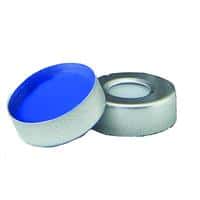 Chromatography Research Supplies 20 mm Aluminum Crimp Cap w/ Blue/White Silicone Septa (100/pk)