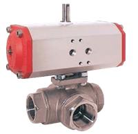 Kobold 3-Way Stainless Steel Ball Valve with Pneumatic Actuator, KUP-PD