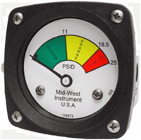 Mid-West Diaphragm Type Differential Pressure Gauge and Switch, Model 522 3-Color Dial