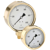 Noshok Brass Case, Liquid Filled Dial Indicating Pressure Gauge, 300 Series