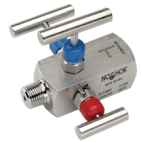 Noshok Double Block and Bleed, Hard Seat Needle Valve, 3-Valve, 3070 Series