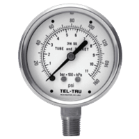 Tel-Tru 1.5% Stainless Steel Pressure Gauge, Model 32