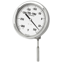 Tel-Tru Gas Actuated Thermometer, Direct Mount