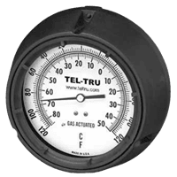 Tel-Tru Gas Actuated Thermometer, Remote Mount