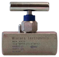 Winters Instruments Needle Valve, NVA (Straight Body, Soft Seat)