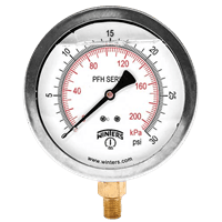 Winters Instruments Hydraulic Stainless Steel Liquid Filled Pressure Gauge, PFH