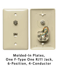Molded-In Plates - One F-Type One RJ11 Jack, 6-Position, 4-Conductor.png