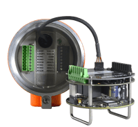 View of the Electronics Module Plugged into the mounting plate of the enclosure of the Kayden CLASSIC 810 Series Flow and Level Switch