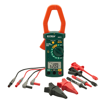 Extech Single Phase/Three Phase 1000A AC Power Clamp Meter Kit, 380976-K
