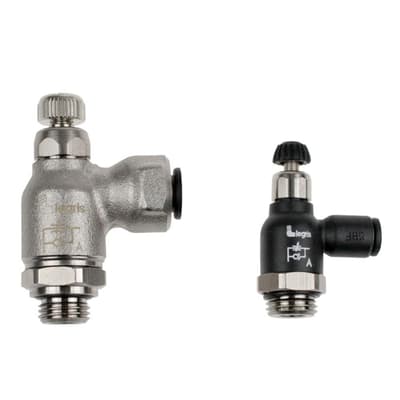 Pneumatic Flow Control Regulators in Polymer or Nickel-Plated Brass