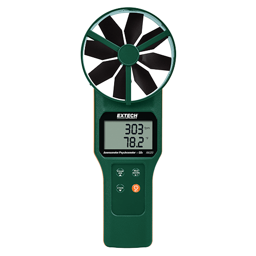 Extech Large Vane CFM/CMM Anemometer/Psychrometer plus CO2, AN320