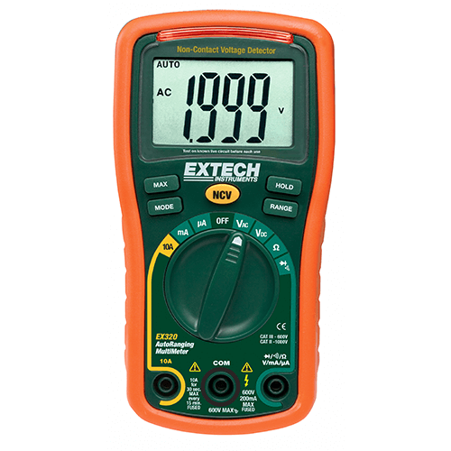 Extech 8 Function Mini MultiMeter + Non-Contact Voltage Detector, EX320
