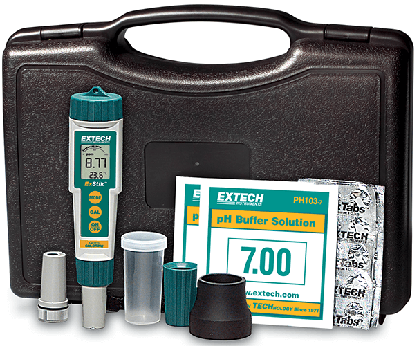 Extech ExStik 3-in-1 Chlorine, pH, Temperature Kit, EX800