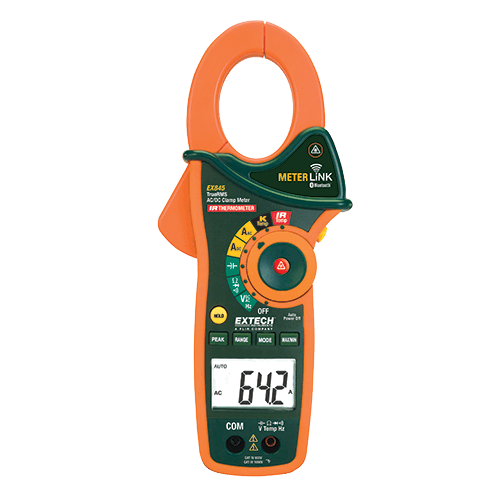Extech 1000A AC/DC True RMS Clamp/DMM with IR Thermometer and Bluetooth MeterLink, EX845