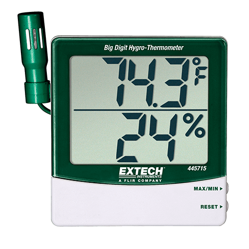 Extech Big Digit Hygro-Thermometer with Remote Probe, 445715
