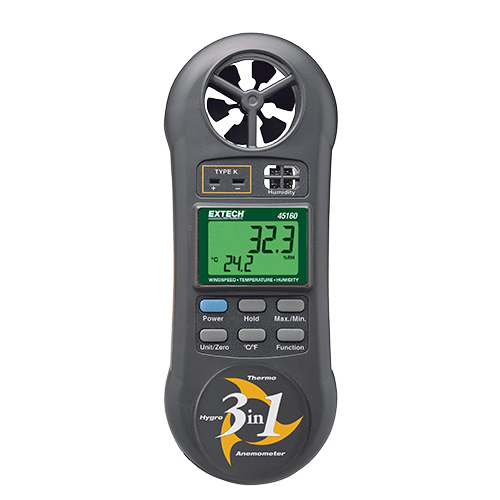 Extech 3-in-1 Humidity, Temperature and Airflow meter, 45160